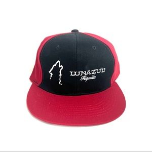 New! Lunazul tequila soccer, straight red and black hat